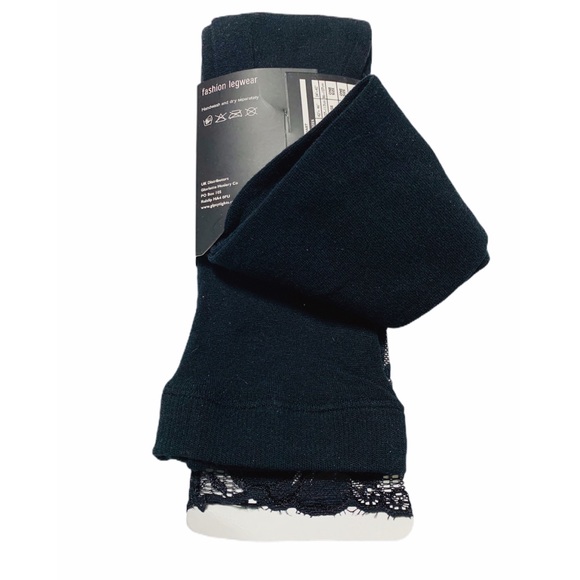 Gipsy Cropped Lace Trim Footless Tight in Black - Picture 7 of 8